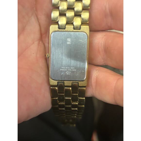 Jueles Jurgensen Beveled Bezel Gold Tone Mens Watch! New Battery. main image 10